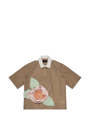 Simone Rocha floral-appliqué polo shirt - Brown