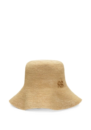 Ruslan Baginskiy monogram-embellished straw bucket hat - Neutrals