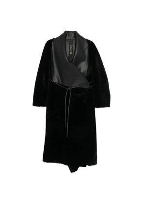 Blancha leather-panelled shearling coat - Black