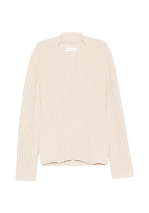 Victoria Beckham ribbed-knit slit-hem sweater - Neutrals