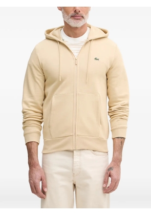 Lacoste logo-patch zip-up hoodie - Neutrals