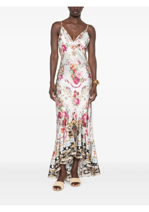Camilla floral-print asymmetric dress - White