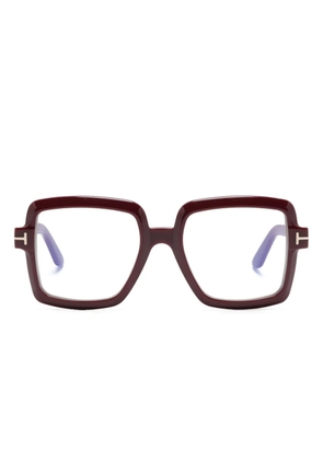 TOM FORD Eyewear FT5913B logo-engraved square-frame glasses - Red