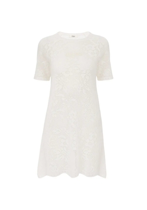 Chloé floral-lace short-sleeve mini dress - White