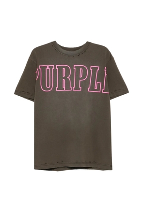 Purple Brand logo-print distressed T-shirt - Black