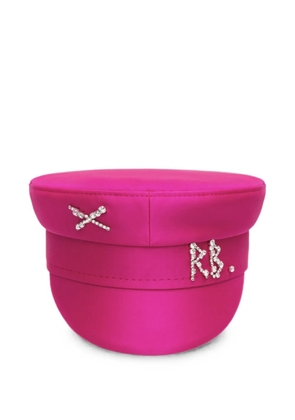 Ruslan Baginskiy Baker Boy crystal-embellished satin hat - Pink