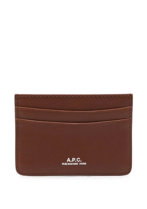 A.P.C. logo-print leather cardholder - Brown