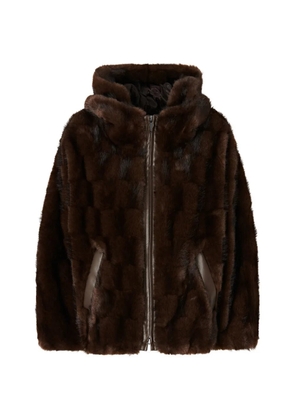 PINKO faux-fur hooded coat - Brown