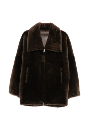 Blancha zip-up shearling jacket - Brown