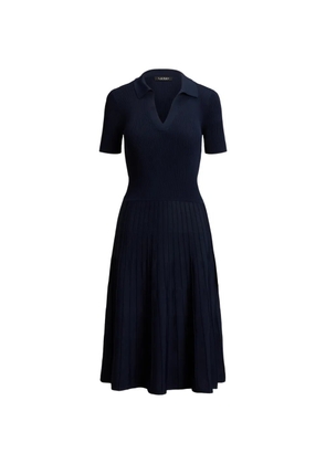Lauren Ralph Lauren rib-knit short-sleeve midi dress - Blue