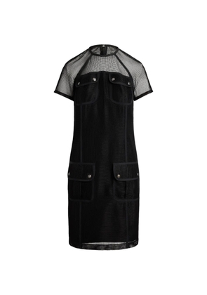 Lauren Ralph Lauren mesh-overlay pocket-detail mini dress - Black