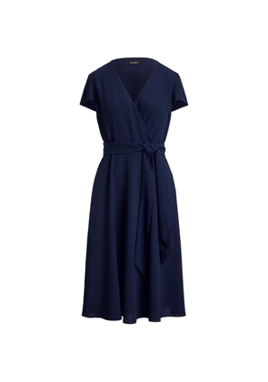 Lauren Ralph Lauren belted georgette surplice midi dress - Blue