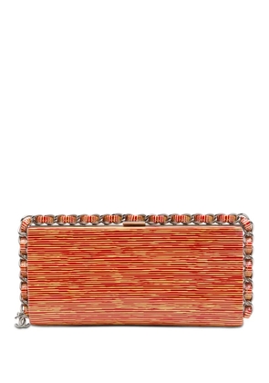CHANEL Pre-Owned 2013-2014 CC Patent Striped Chain Around clutch bag - Orange