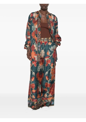 Pierre-Louis Mascia geometric-print wide-leg pants - Green