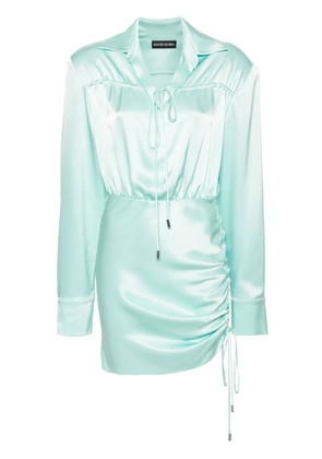 David Koma gathered-detail satin shirt dress - Blue