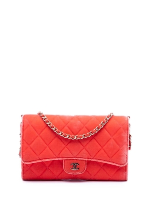 CHANEL Pre-Owned 2015-2016 CC Quilted Velvet Single Flap shoulder bag - Orange