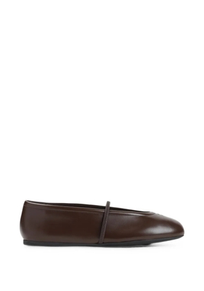 Miu Miu logo-embossed leather ballet flats - Brown