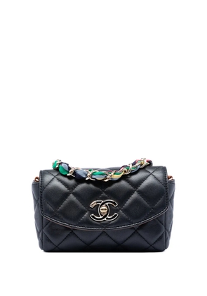 CHANEL Pre-Owned 2021 Mini Quilted Lambskin Cocovado Ribbon Chain Flap crossbody bag - Black