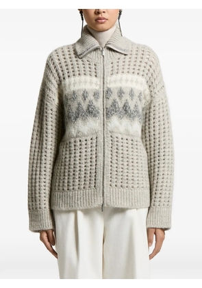 Peserico sequin-embellished jacquard-knit cardigan - Neutrals