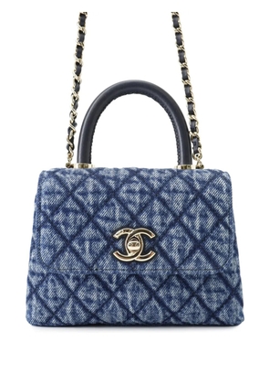 CHANEL Pre-Owned 2021-2026 Extra Mini Quilted Washed Denim Coco Top Handle Bag satchel - Blue