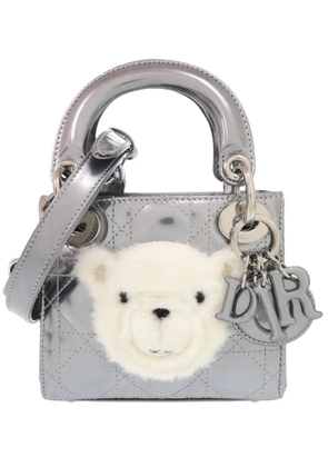 Christian Dior Pre-Owned 2018 Micro Metallic Patent Cannage Bear Lady Dior satchel - Silver