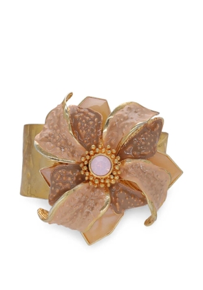 Vintage floral-motif cuff bracelet - Gold