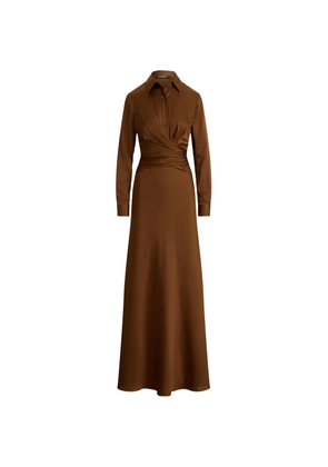 Lauren Ralph Lauren pleated button-up maxi gown dress - Brown