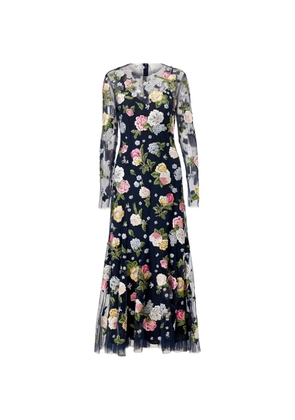 Carolina Herrera floral-embroidered maxi dress - Blue