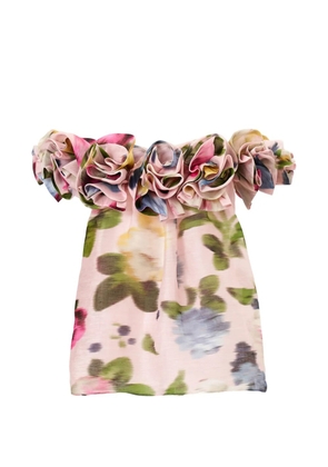 Carolina Herrera floral-print ruffled-detail top - Pink