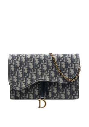 Christian Dior Pre-Owned 2022 Oblique Canvas Saddle Pouch Wallet on Chain crossbody bag - Blue