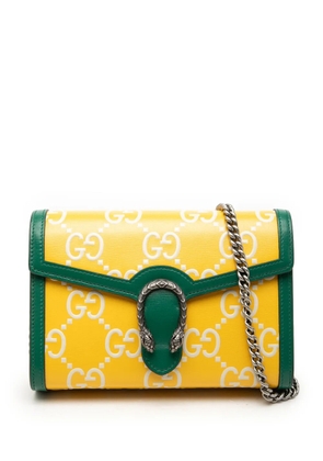 Gucci Pre-Owned 2016-2026 Bicolor GG Embossed Calfskin Dionysus Wallet on Chain crossbody bag - Green