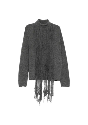 Yohji Yamamoto fringe-detail roll-neck sweater - Grey