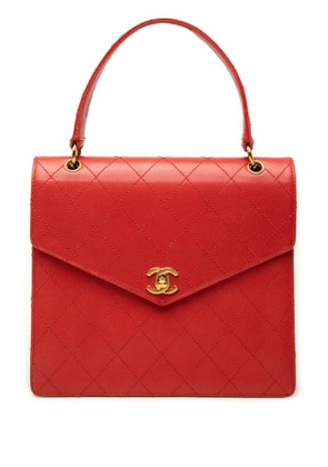 CHANEL Pre-Owned 1997-1999 CC Quilted Caviar Turnlock Top Handle handbag - Red