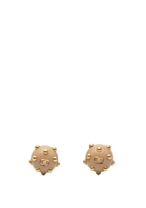 CHANEL Pre-Owned 2000 CC Resin and Gold Plated Studded Clip On Earrings costume earrings