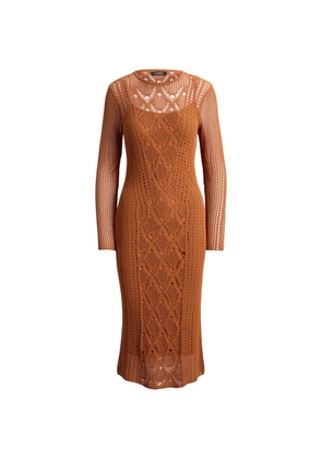 Lauren Ralph Lauren knit long-sleeve midi dress - Brown