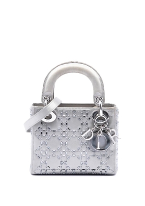 Christian Dior Pre-Owned 2018 Mini Satin Cannage Crystal Embellished Lady Dior satchel - Grey