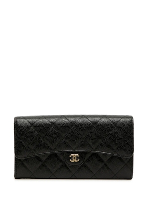 CHANEL Pre-Owned 2021-2026 Quilted Caviar Classic Flap Wallet long wallets - Black