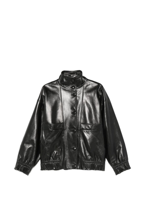 SANDRO oversized leather jacket - Black