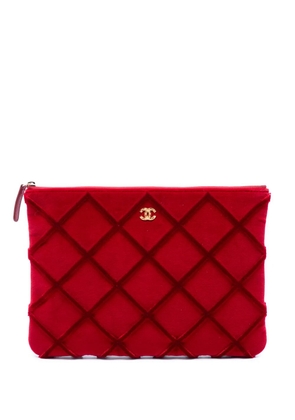 CHANEL Pre-Owned 2017-2018 Medium CC Quilted Velvet O Case clutch bag - Red