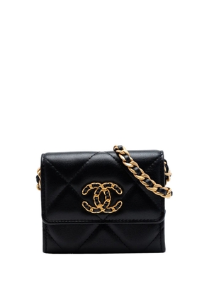 CHANEL Pre-Owned 2021 Quilted Lambskin 19 Flap Coin Purse With Chain crossbody bag - Black