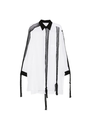 Yohji Yamamoto mesh-panelled fringed shirt - White
