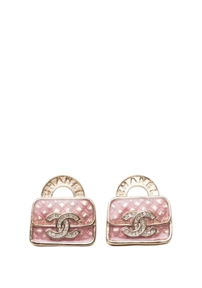 CHANEL Pre-Owned 2024 CC Gold Plated Strass Resin Top Handle Bag Bullet Back Earrings costume earrings