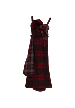 Yohji Yamamoto check-pattern draped dress - Red