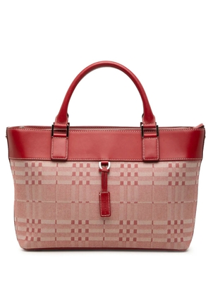 Burberry Pre-Owned 2000-2017 Leather Trimmed Tonal Check Canvas handbag - Red