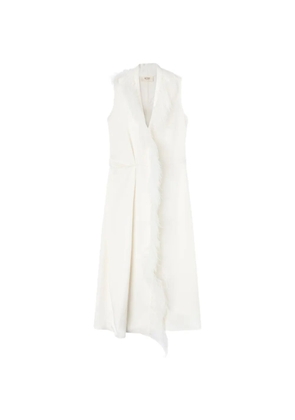 RETORI feather-trim wrap midi dress - White
