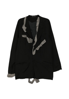 Yohji Yamamoto ruffled embroidered blazer - Black