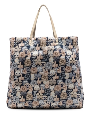 CHANEL Pre-Owned 2016-2017 Large Nylon Cat Emoticon Shopping tote bag - Blue