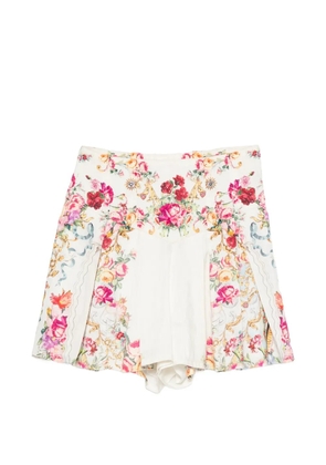 Camilla floral-print crystal-embellished shorts - Neutrals