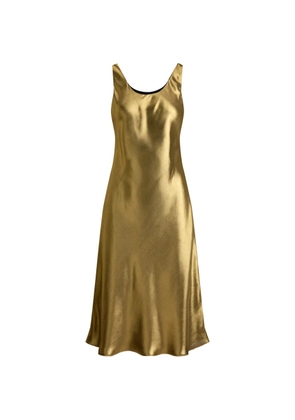 Lauren Ralph Lauren metallic-finish chiffon midi dress - Gold