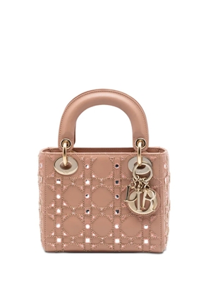 Christian Dior Pre-Owned 2020 Mini Calfskin Cannage Bead and Strass Embellished Lady Dior satchel - Brown